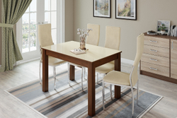 Стол обеденный Норман 60, орех/лакобель ваниль