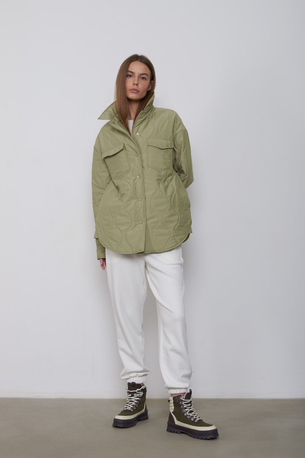 Куртка-рубашка Alexandra Talalay стёганая AW015 фисташковая