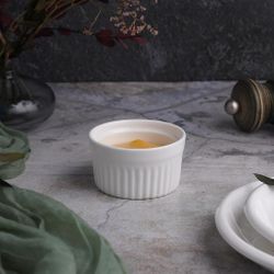 Соусник 75 мл 6,7 см h4 см круглый Рамекин рельефный белый фарфор P.L. Proff Cuisine [6]
