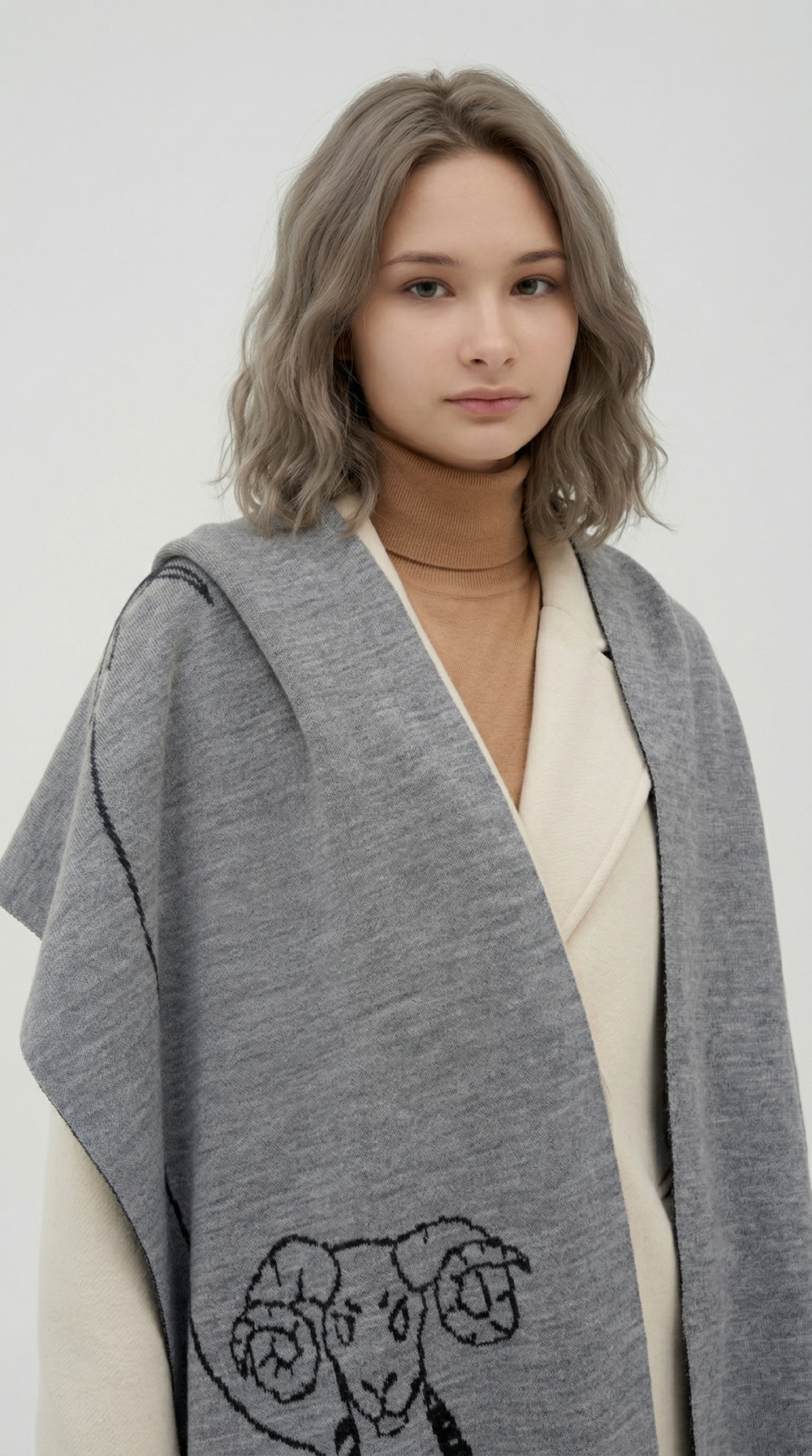 Шарф Ш532-03/24 "Баран" серый/графитовый