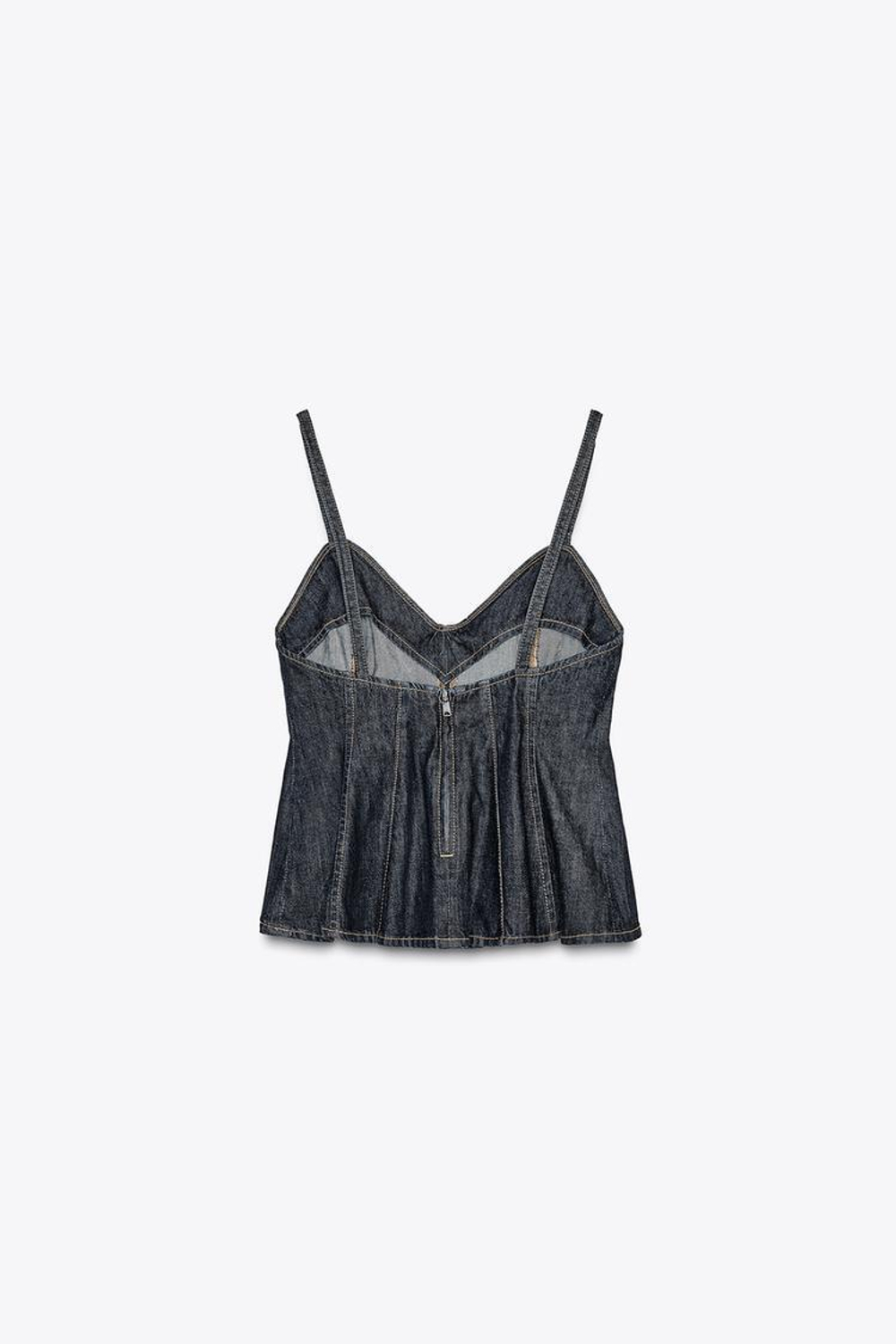 ZARA ДЖИНСОВЫЙ ТОП-КОРСЕТ, СИНИЙ