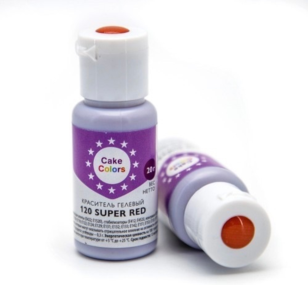Краситель гелевый Cake Colors 120 SUPER RED, супер красный20г
