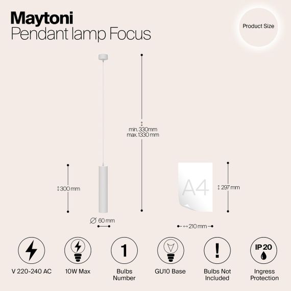 Подвесной светильник Maytoni Technical Focus P075PL-01W
