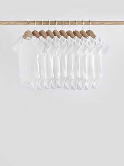 Боди с коротким рукавом для малышей Next 263-726, 10 шт., Белый