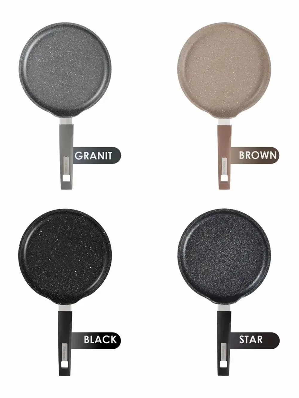 Сковорода блинная "Мечта" Гранит с несъемной ручкой от 20см , 24см