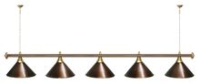 Лампа STARTBILLIARDS 5 пл. (плафоны антик медь,штанга коричневая,фурнитура золото)