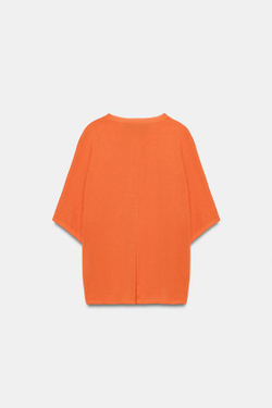 ZARA КАРДИГАН С КОРОТКИМИ РУКАВАМИ, НЕОНОВО-ОРАНЖЕВЫЙ