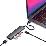 USB-Хаб Satechi Slim Multiport V2 (USB-C) (ST-SCMA2) Подключение: встроенный кабель USB-C. Порты: USB-C (PD 60 Вт), 2 USB-A 3.2 Gen 1, microSD UHS-I, SD UHS-I, HDMI (до 4K 60 Гц)