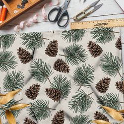 Ткань шелк Армани шишки и елки