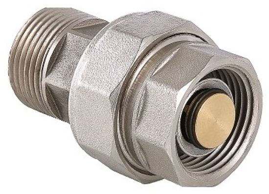 Сгон-отсекатель разъемный Valtec 1" ВР/НР с внутренней/наружной резьбой латунь никел. VT.538.N.06