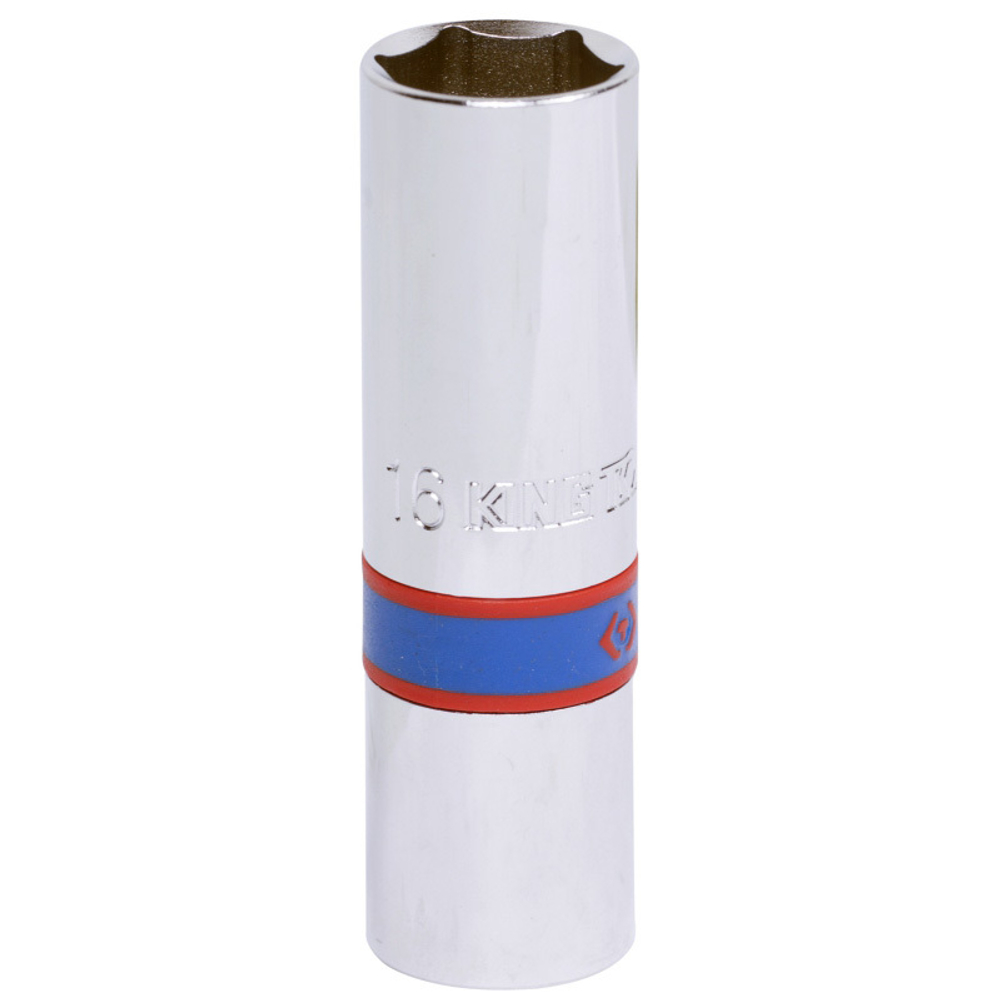 Головка свечная шестигранная 1/2&quot;, 16 мм, резиновый фиксатор KING TONY 463516R