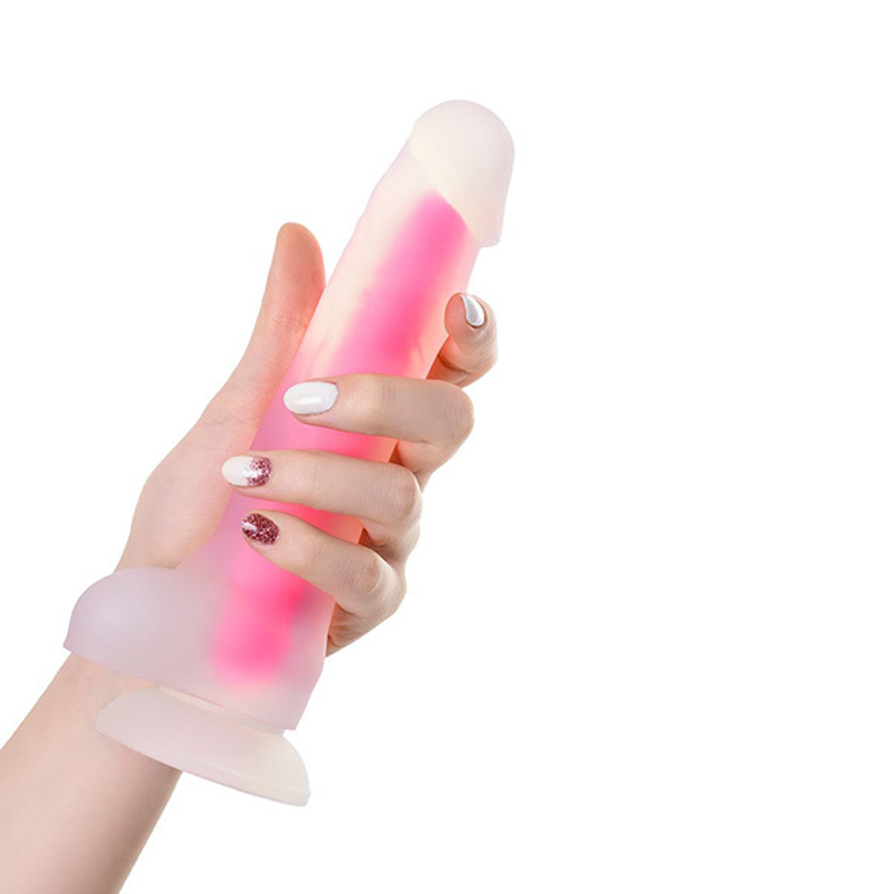 Прозрачно-розовый светящийся в темноте фаллоимитатор 20см ToyFa Beyond Tony Glow 872008