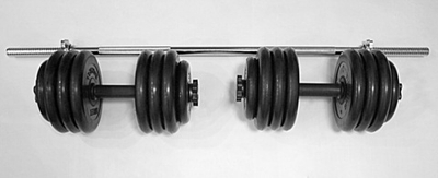 Комплект 2 гантели и гриф прямой общий вес 80 кг