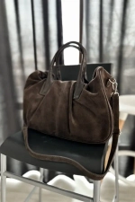 Женская коричневая сумка из натуральной замши