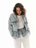 Жакет джинсовый crop PEARL, голубой