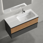 Тумба подвесная под раковину правая Sancos Delta, Дуб красный/графит 995х445х500