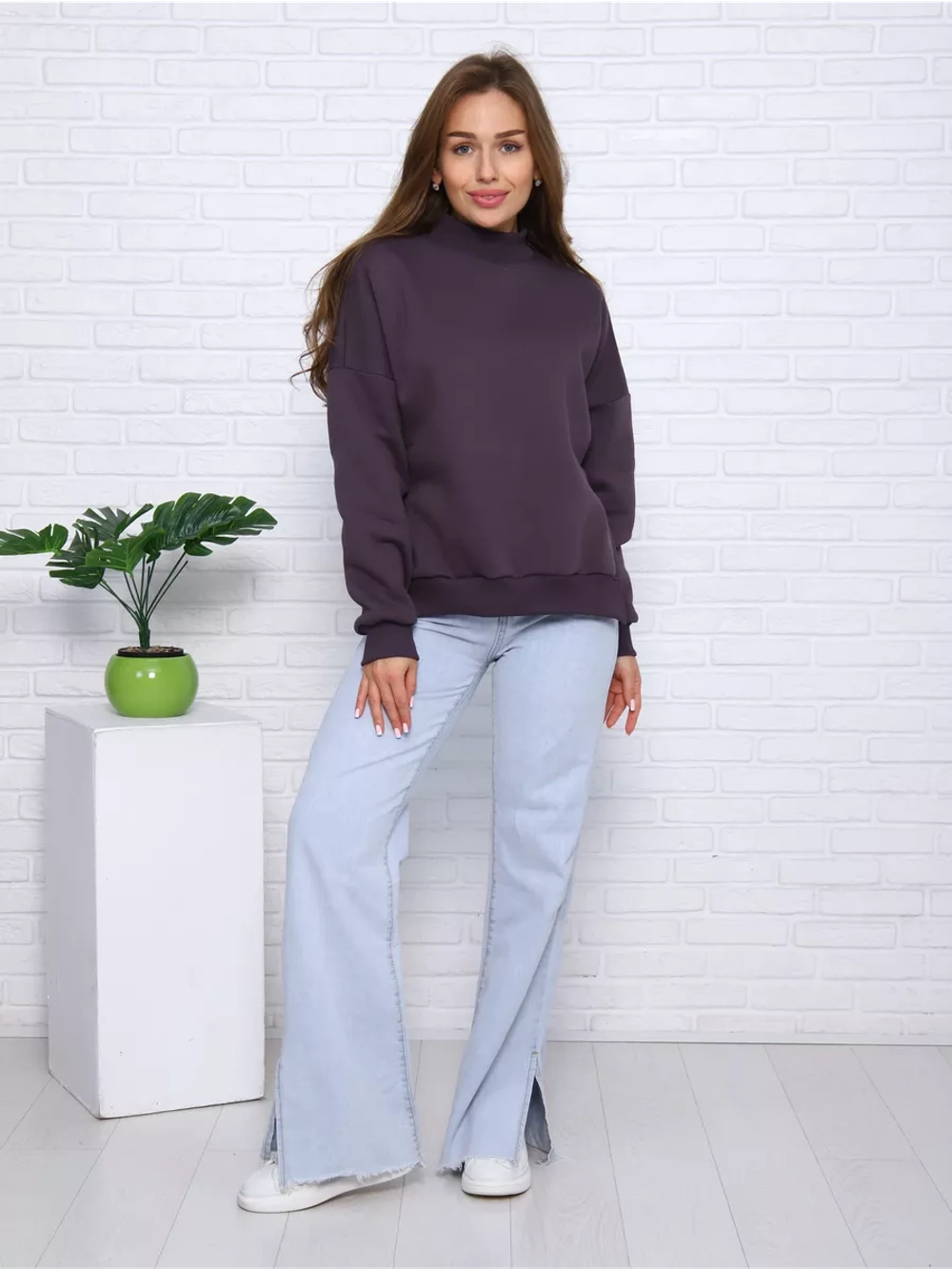 Свитшот утепленный базовый оверсайз