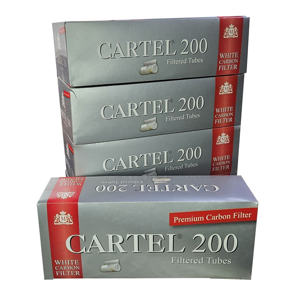 Гильзы для сигарет "Cartel" KS Filter Угольные White 5x200шт (Комплект)