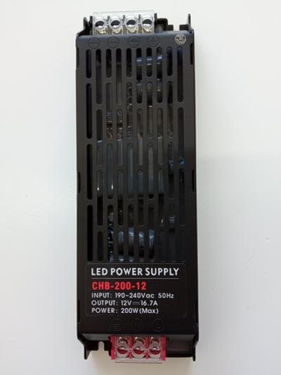 Блок питания 200Вт, 12В, 16,7А, IP20 черный