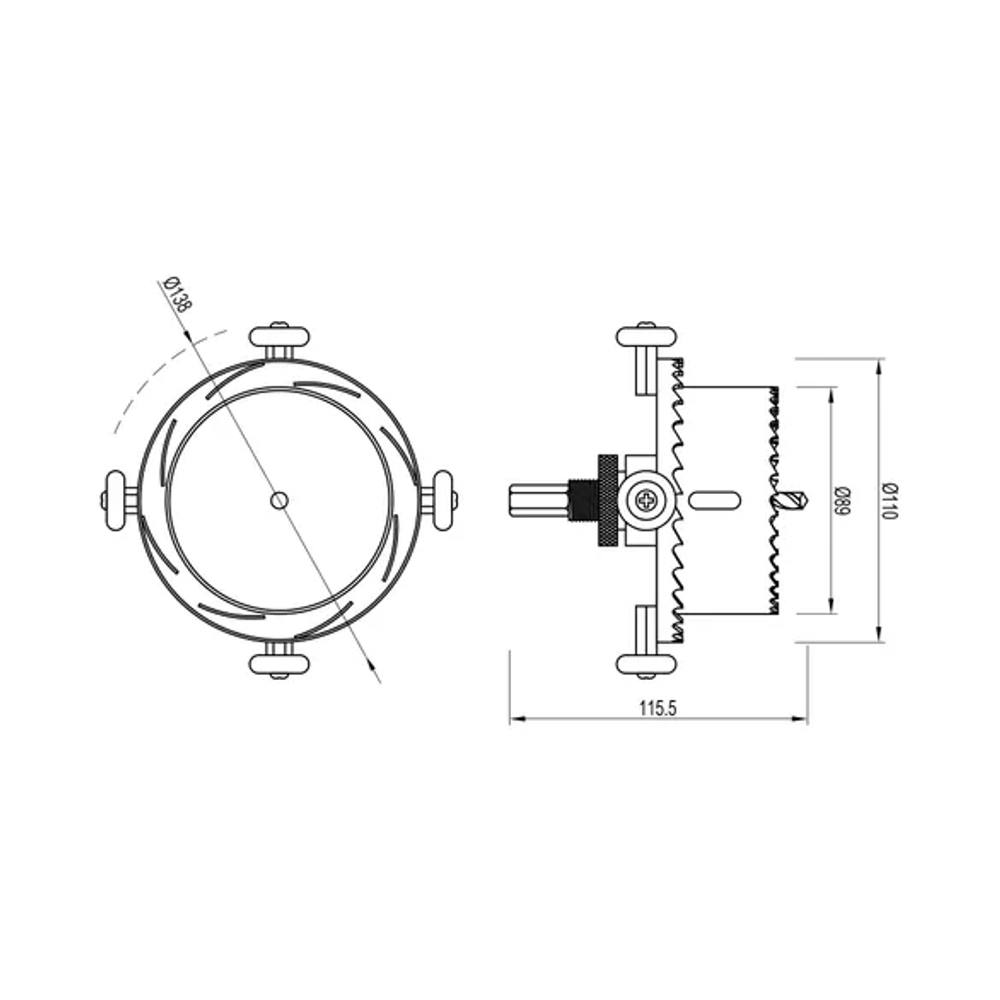 Двухуровневая коронка ATK-DRILL-R89-R110 (Arlight, IP20 Металл, 3 года) 056393