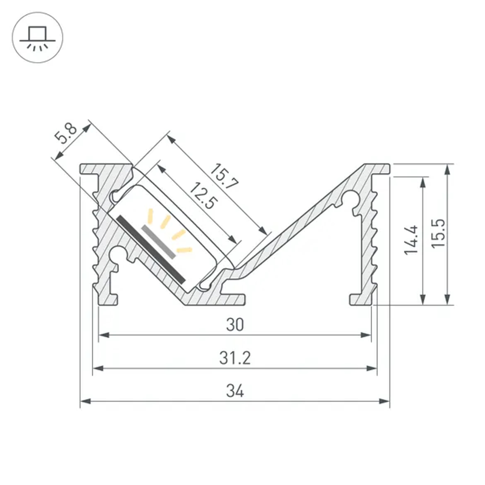 Профиль SL-BEVEL-W32-F-2000 ANOD BLACK (Arlight, Алюминий) 063941