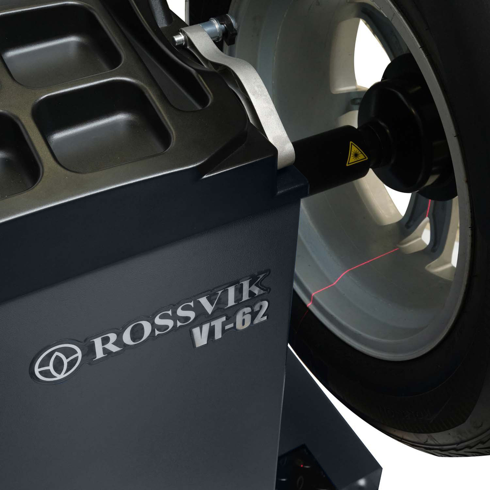 Станок балансировочный ROSSVIK VT-62 NEW (электронная линейка, автостоп, LASER, LED) RAL7016 СЕРЫЙ