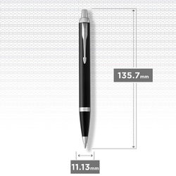 Шариковая ручка Parker IM Metal Black CT лак глянцевый, стержень: M, цвет чернил: blue, в подарочной упаковке.