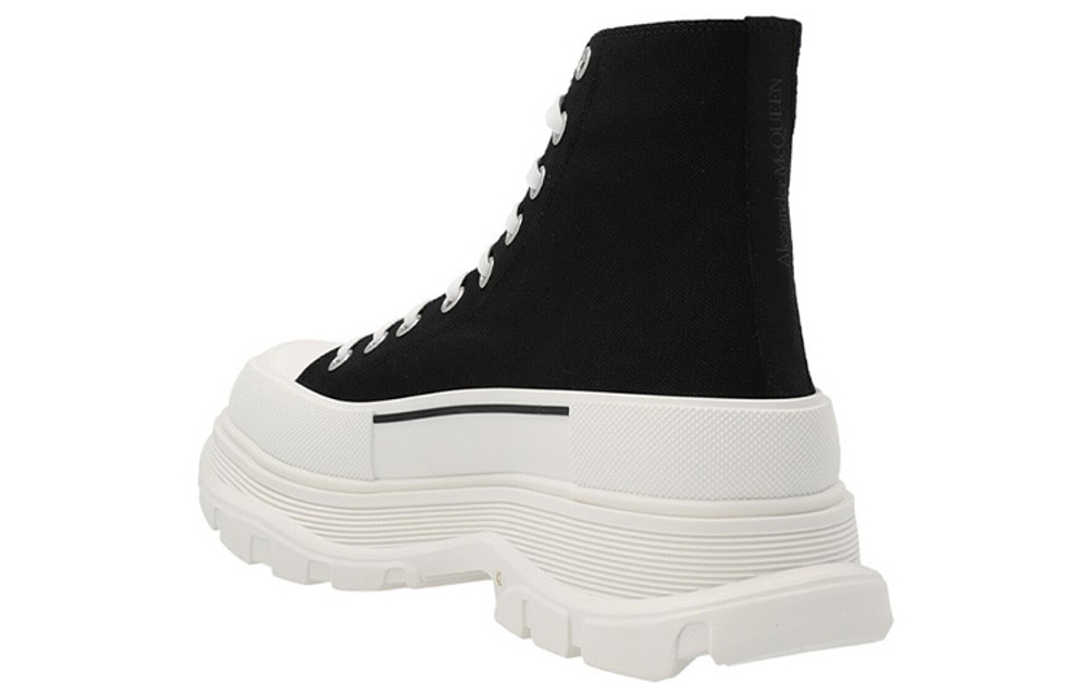 Alexander McQueen Alexander McQueen lace-up high-top thick-soled shoes men's white and black