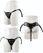 Черные трусики для крепления насадки при помощи кольца (Цвет: черный)