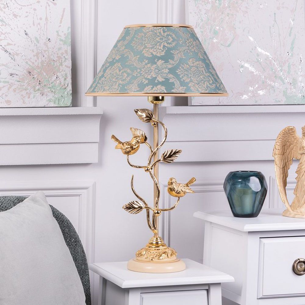 Настольная лампа Терра Spring Айвори с абажуром №38 Vatican (Ватикан) Аквамарин