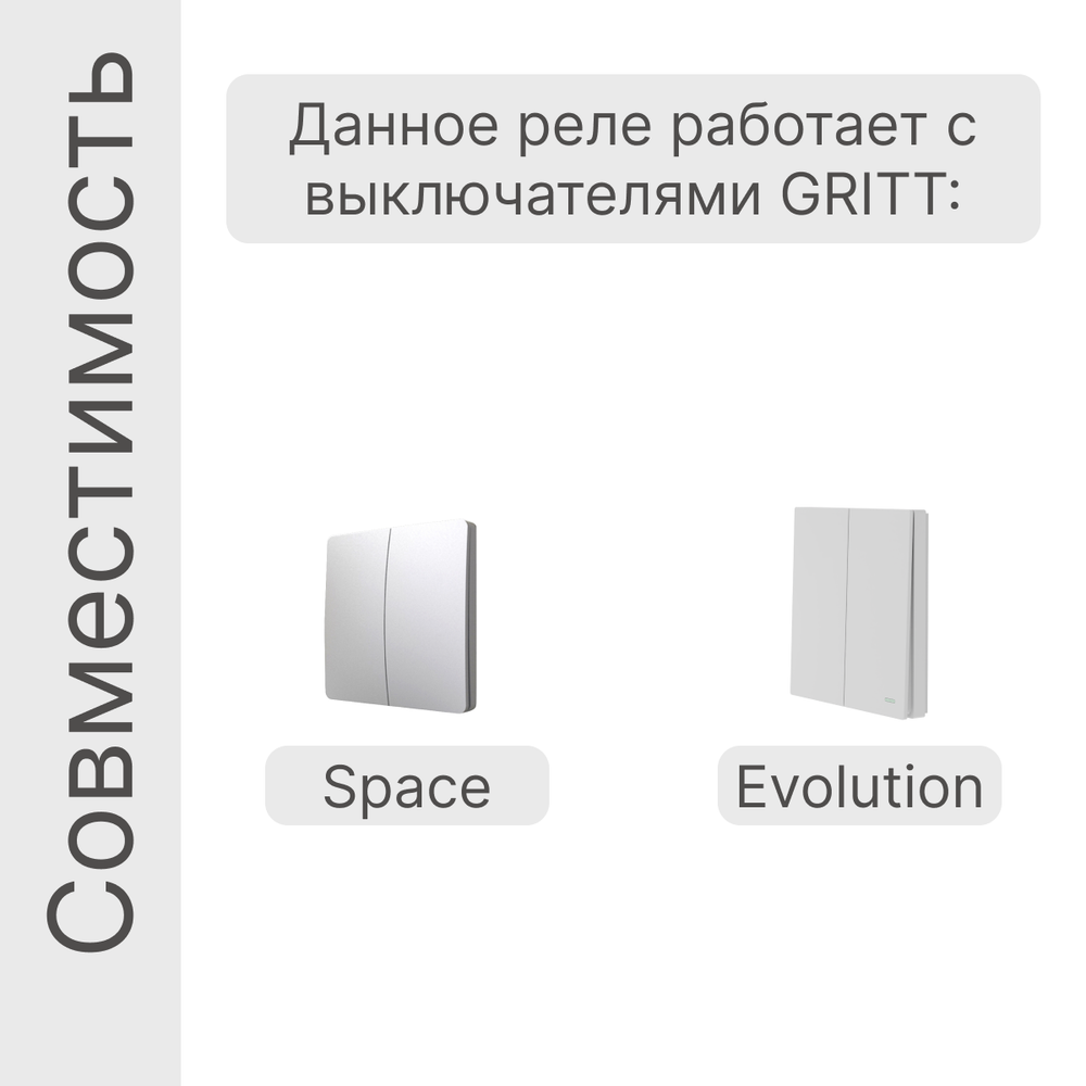 Реле управления жалюзи GRITT Core 2.0 в подрозетник 1 линия 433, CR2206