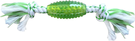 Игрушка для собак CanineClean Регби синтетическая резина с канатом 25 см с ароматом мяты, зеленый