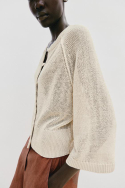 ZARA КАРДИГАН ИЗ ТРИКОТАЖА, ПЕСОЧНЫЙ