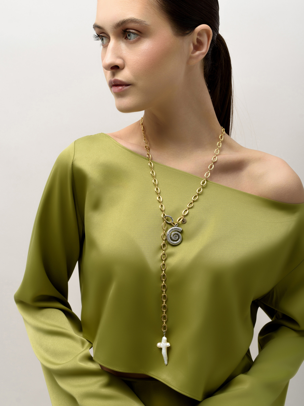 Сотуар "Oval pearl chain" Gold