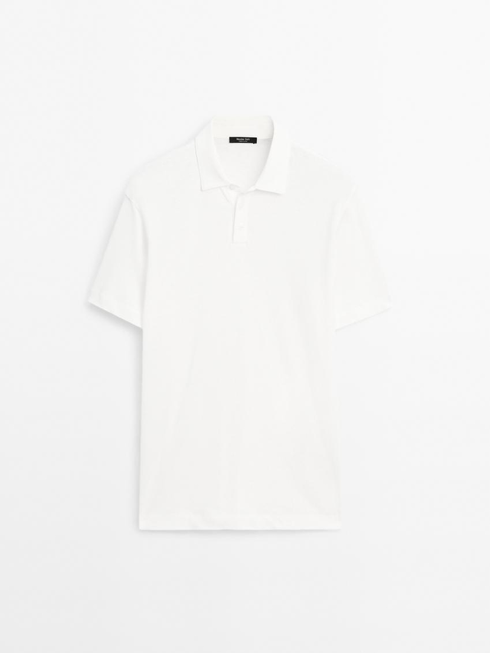 Massimo Dutti Футболка-поло с коротким рукавом из смесового льна, кремовый