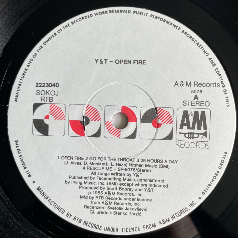 Винтажная виниловая пластинка LP Y and T, Yesterday and Today, Open Fire (Югославия 1985)