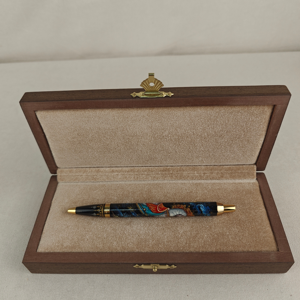 Ручка шариковая Parker "Сказочный конь" белый с ручной росписью в футляре