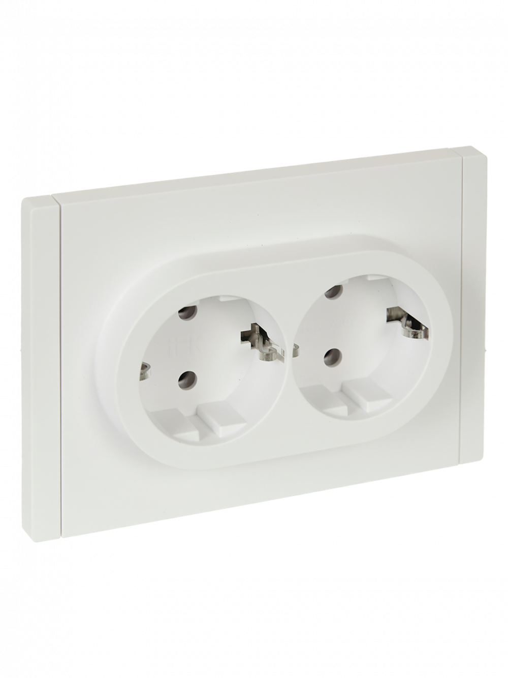 FORTE&PIANO Розетка 2-местная с заземлением без защитных шторок безвинтовое крепление 16А FP224 белый IEK
