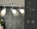 Настенно-потолочный спот TR3965/3 CH/FR хром/белый матовый E27*3 max 460*82*200