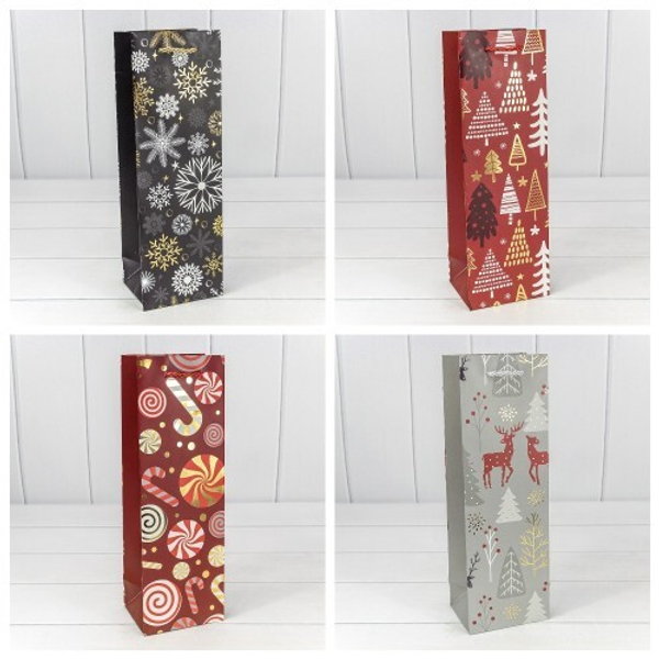 
          Пакет подарочный 11.5 х 35 х 9 см Набор 4 шт "Новый год" Под бутылку (Микс)