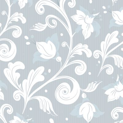 Светло-серый цветочный паттерн в стиле рококо.