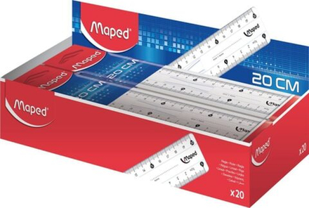 Линейка 20 см, прозр, держатель, с двойной градуировкой