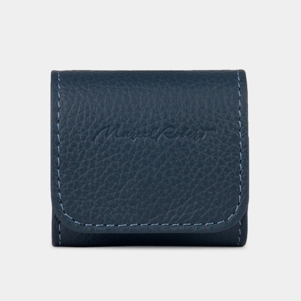 Чехол для наушников AirPods 4 из кожи теленка, синего цвета