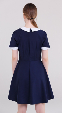 Платье школьное для девочки на последний звонок на первое 1 сентября СССР синее короткий рукав