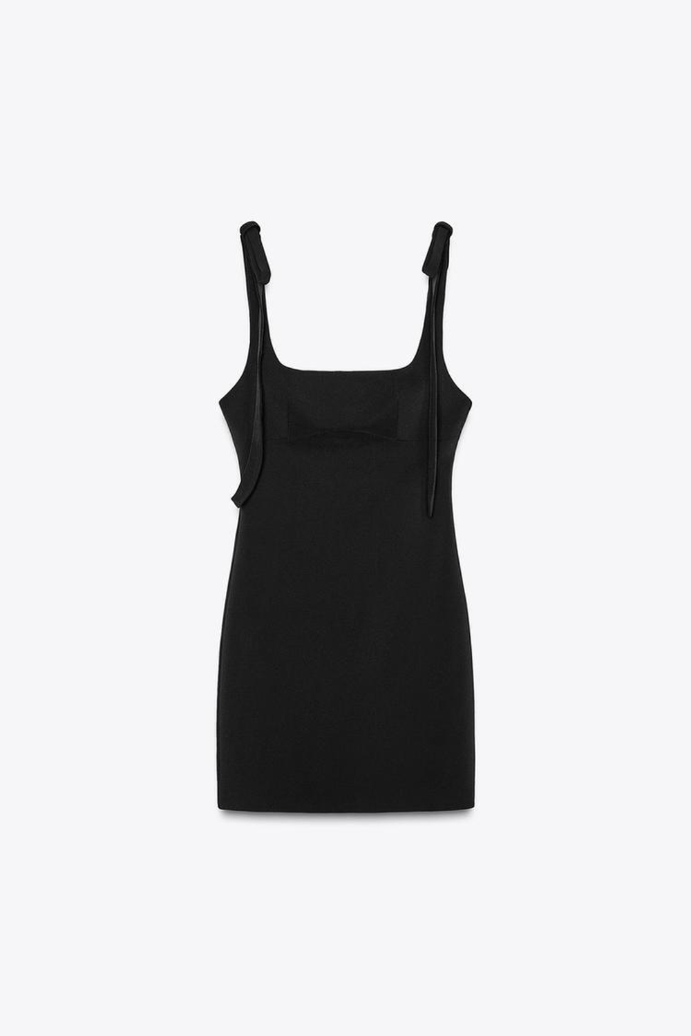 ZARA КОРОТКОЕ ПЛАТЬЕ ИЗ ЭЛАСТИЧНОЙ ТКАНИ С БАНТАМИ, ЧЕРНЫЙ