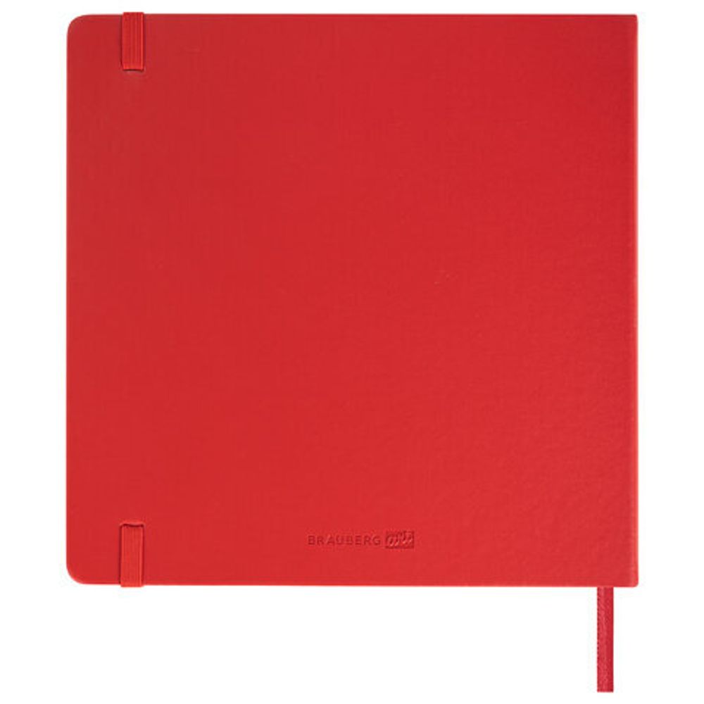 Скетчбук, слоновая кость 140 г/м2 200х200 мм, 80 л., КОЖЗАМ, резинка, BRAUBERG ART CLASSIC, красный, 113195