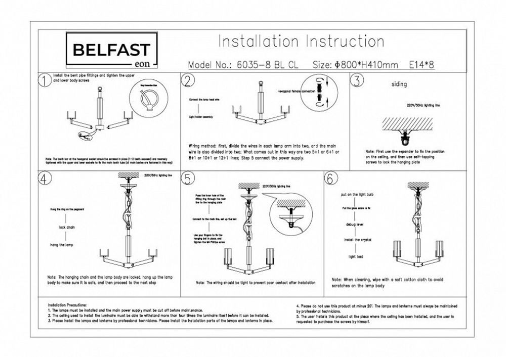 Подвесная люстра Belfast Malone 6035-8 BL CL