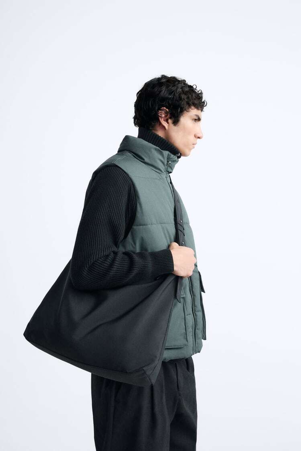 ZARA МЯГКАЯ СУМКА БОЛЬШОГО РАЗМЕРА, ЧЕРНЫЙ