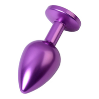 Фиолетовый анальный плаг 8,2см с кристаллом фиолетового цвета ToyFa Metal 717008-44