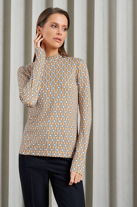 22910 Джемпер женский (серо-оранжевый принт)